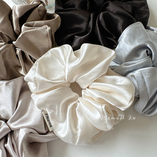 温柔法式 大号米色缎面大肠圈女气质简约高级感纯色发圈低马尾发绳