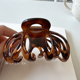 适合发量多鲨鱼夹时尚 简约高级感镂空抓夹加大号深齿厚发发夹头饰