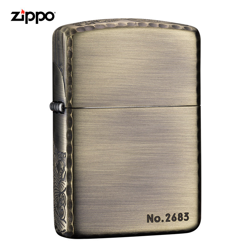 zippo正品原装芝宝煤油防风打火机纯铜鱼戏莲叶间限量刻字男士