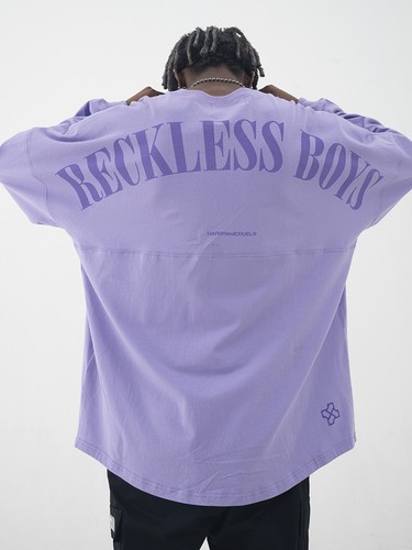 多色复古印花宽松长袖t恤裁片