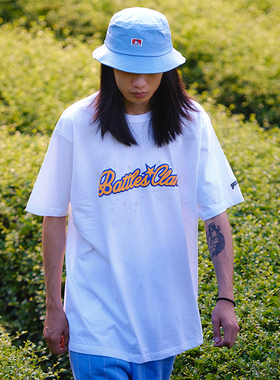 BATTLES嘻哈街舞潮牌男女情侣发泡印花宽松短袖休闲百搭打底衫T恤