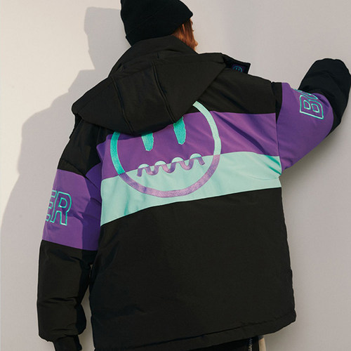 beaster鬼脸撞色拼接魔术贴外套
