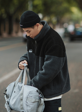 PSO Brand 19AW7 冬季重磅加厚保暖羊羔绒宽松拼接立领情侣装外套