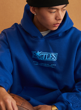 Battles 秋冬新品百搭基础多色美式宽松加绒连帽卫衣男女帽衫外套