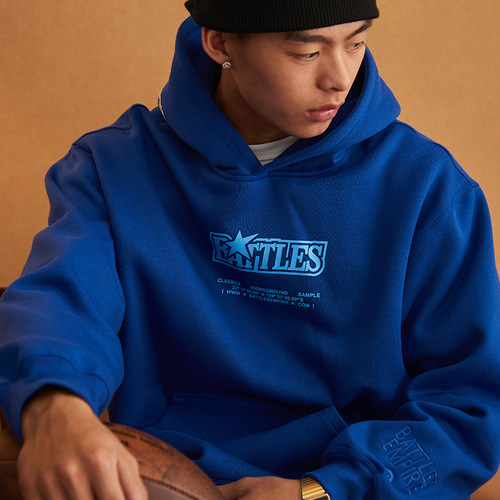 Battles 秋冬新品百搭基础多色美式宽松加绒连帽卫衣男女帽衫外套 - 封面