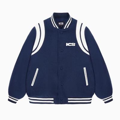 美式复古撞色棒球服PU皮夹克百搭休闲外套