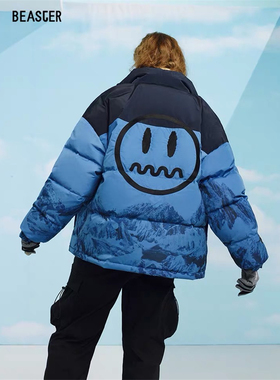 BEASTER小恶魔鬼脸新款羽绒服男2019国潮拼接保暖新款潮流外套