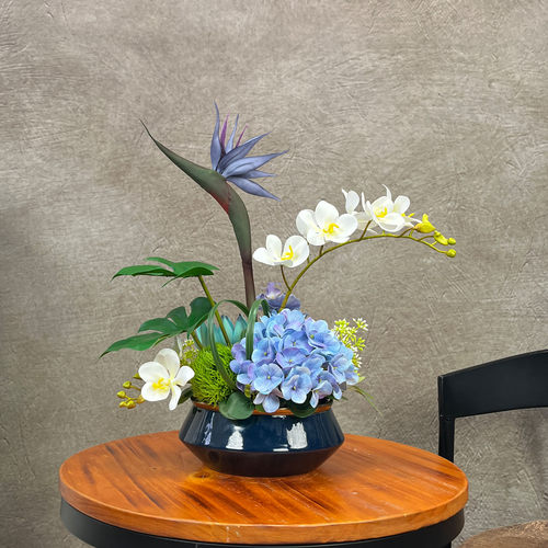 千帆羽国风仿真花艺客厅餐桌茶几假花玄关电视柜花艺空调顶装饰花