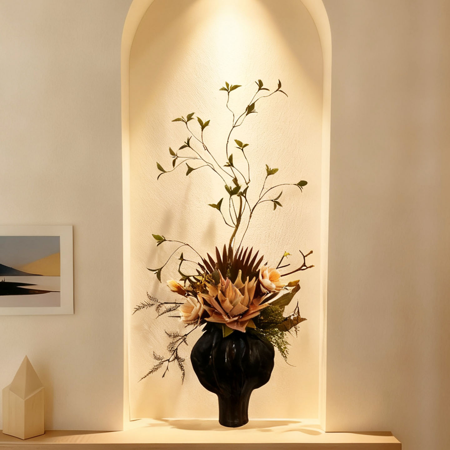 诧寂风壁龛插花玄关花艺