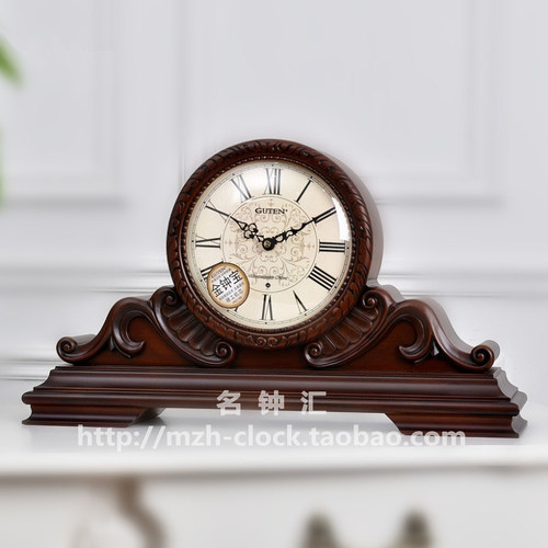 Guten金钟宝钟表光控音乐报时精工台钟客厅中式实木复古静音座钟