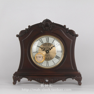GUTEN金钟宝客厅欧式 复古实木静音座钟音乐打点报时台钟GD403