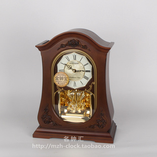 GUTEN金钟宝客厅欧式 实木音乐报时台钟水晶转运静音座钟GD406