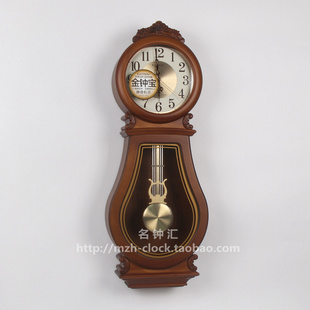 GUTEN金钟宝钟表欧式 古典实木静音挂墙钟玄关复古打点报时挂钟