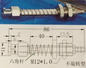 机械手治具配件真空吸盘支架六角杆直通侧通M12-L54-64-75-87防转