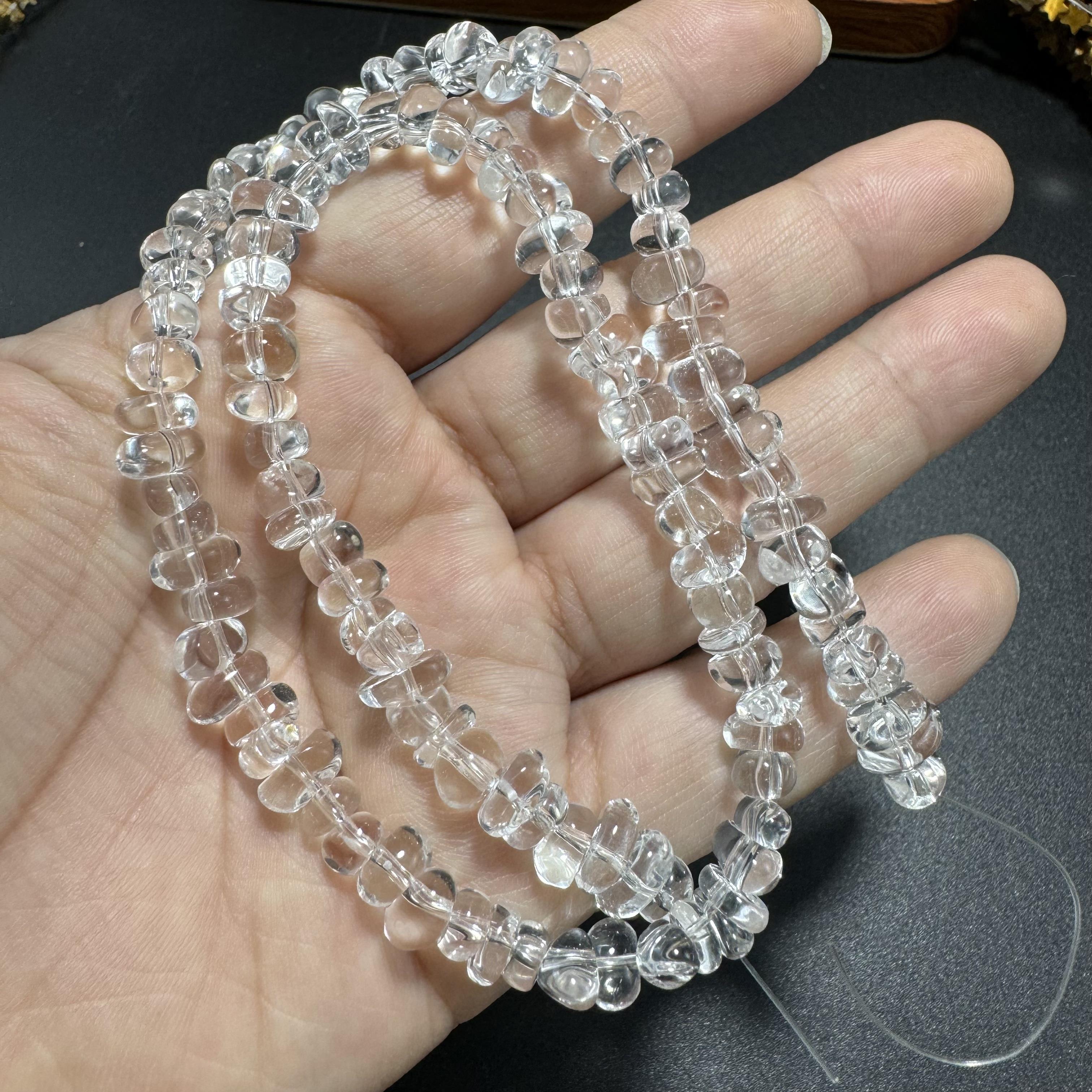2025高品质纯天然圆润小随型白水晶约6*4mm散珠半成品diy项链手链