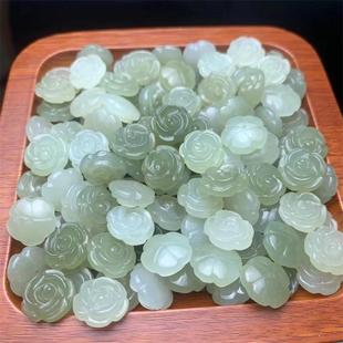 2025天然和田玉金钱玫瑰花如意斧头中国结挂件配件配饰diy配件