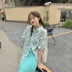 Real price Korean loose and thin short sleeve thin shirt with fashionable design and sunscreen