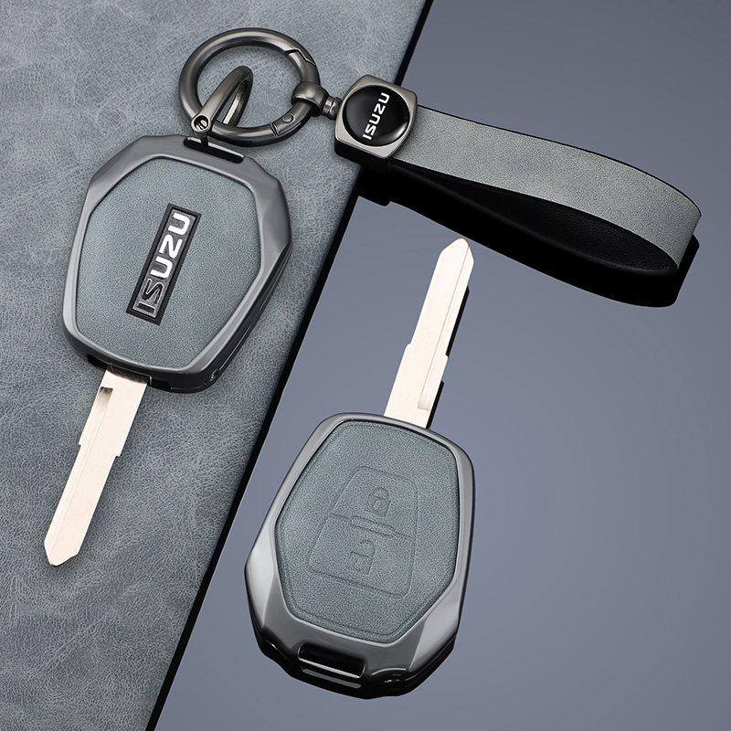 五十铃2键直板钥匙套D-MAX车遥控金属壳mu-x瑞迈皮卡全包ISUZU扣