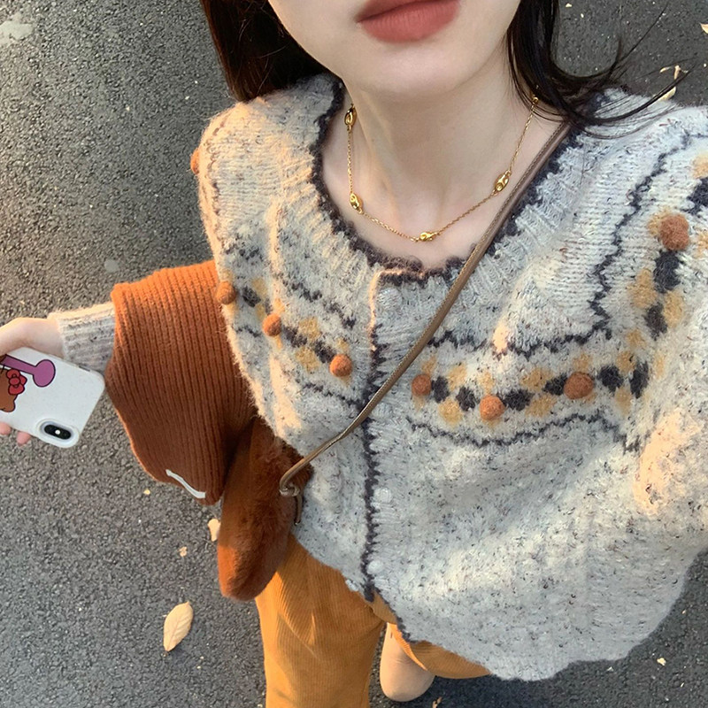 巨好看费尔岛毛衣外套针织开衫厚