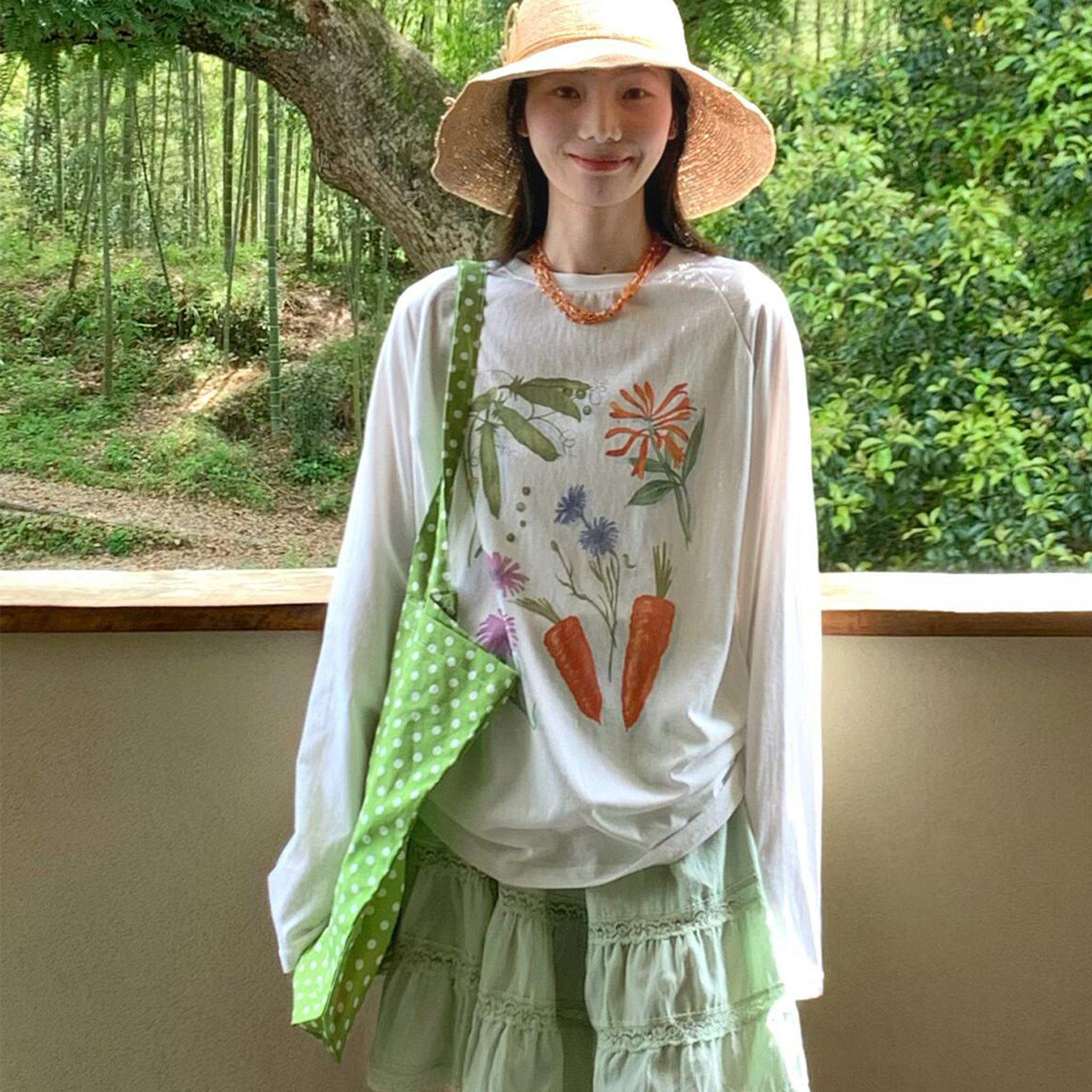 纸片人穿搭长袖t恤薄款防晒罩衫