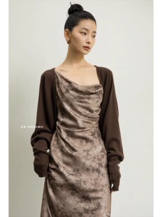 法式咖色毛衣外套开衫女秋季薄款高级感气质坎肩针织罩衫外搭上衣