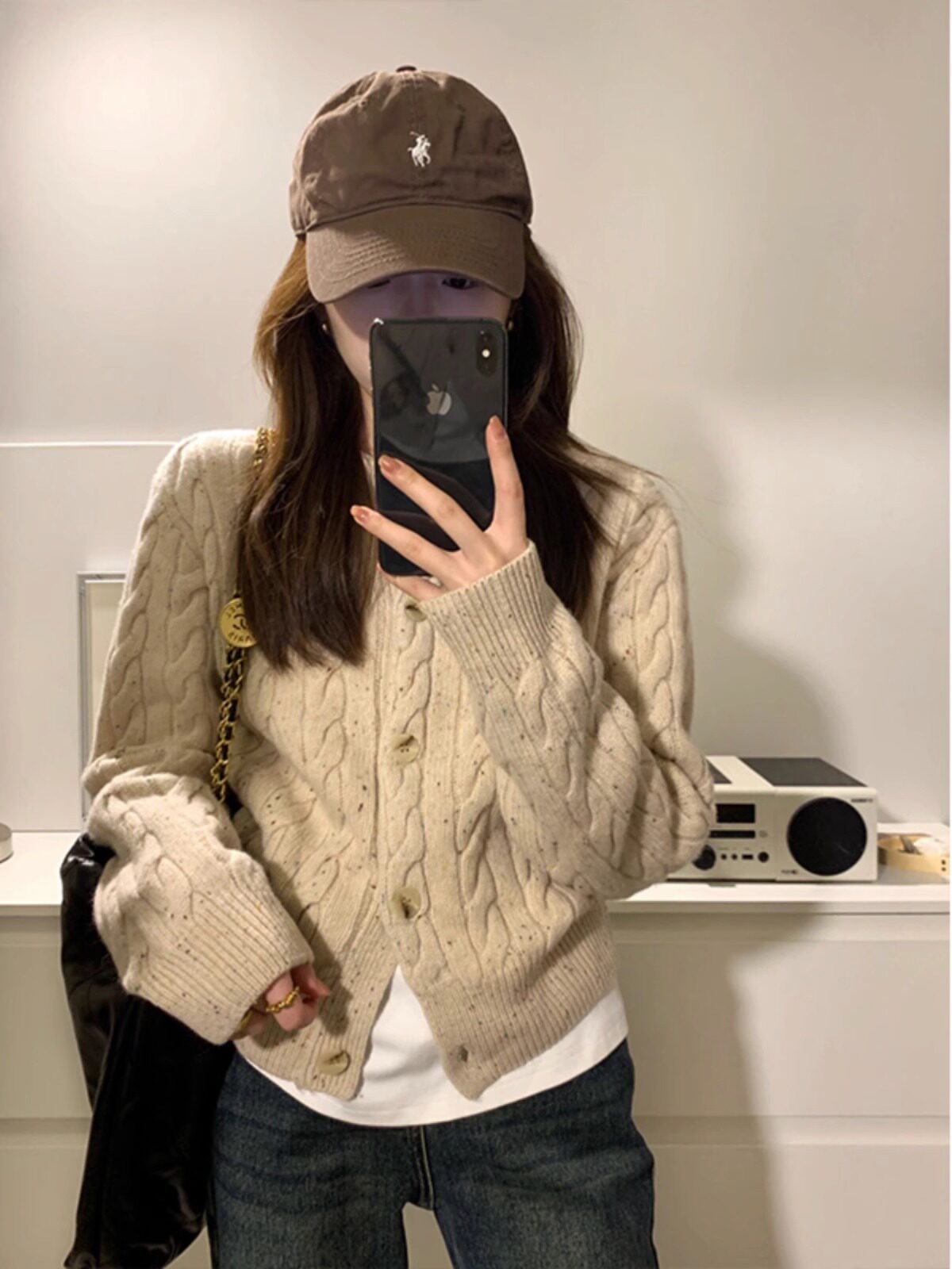 韩系麻花毛衣外套女秋冬设计感小众长袖宽松针织开衫外搭短款上衣