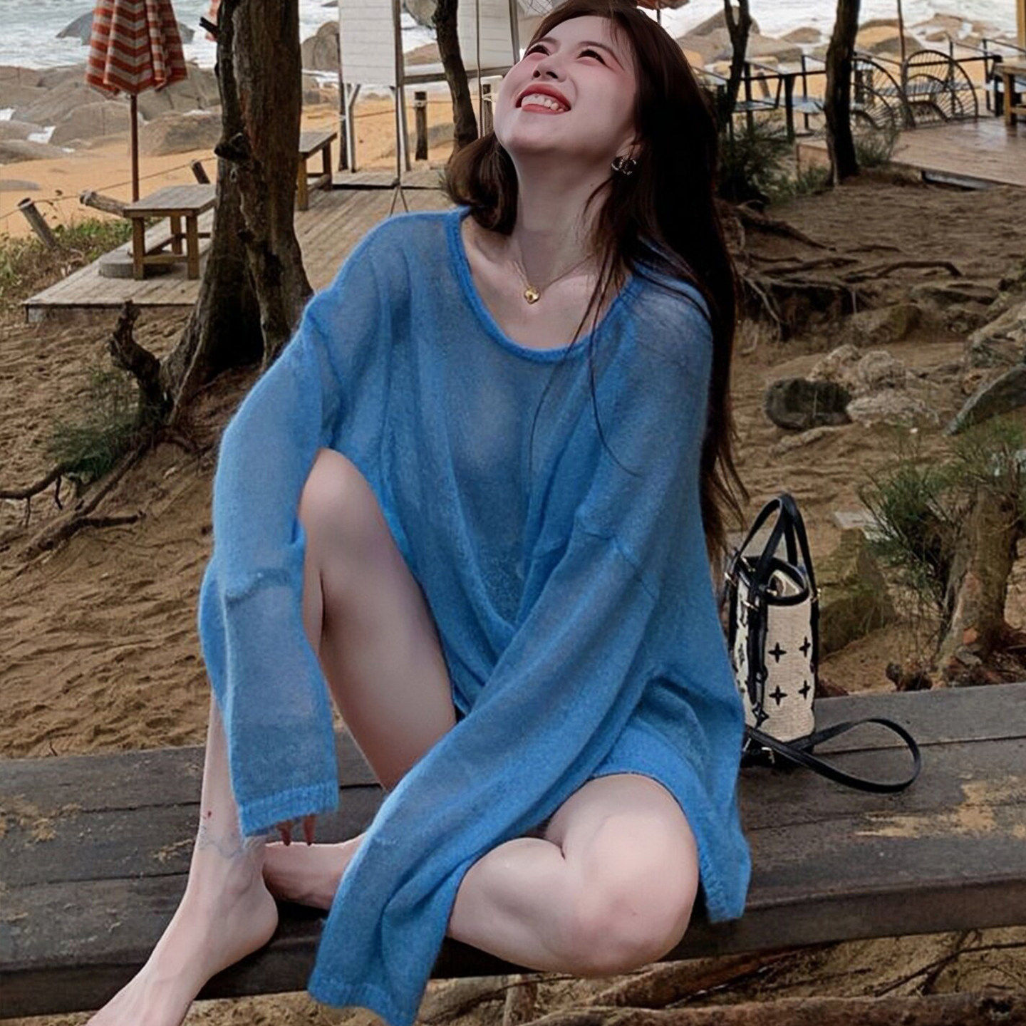 韩系慵懒风冰丝针织防晒罩衫女夏