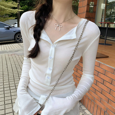 微透修身防晒T恤长袖罩衫女秋季