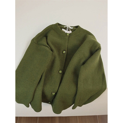 软糯牛油果绿色毛衣外套开衫女秋