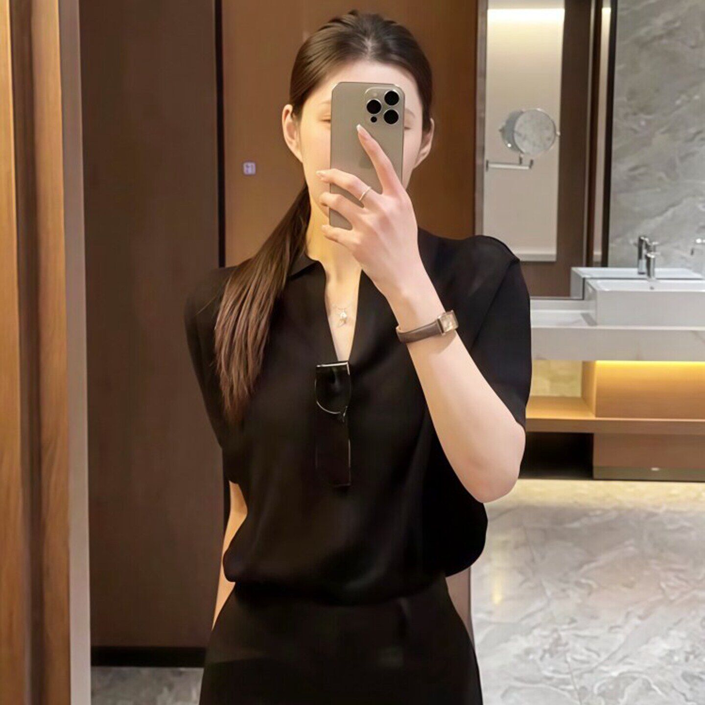 老钱风穿搭针织短袖T恤女夏季薄