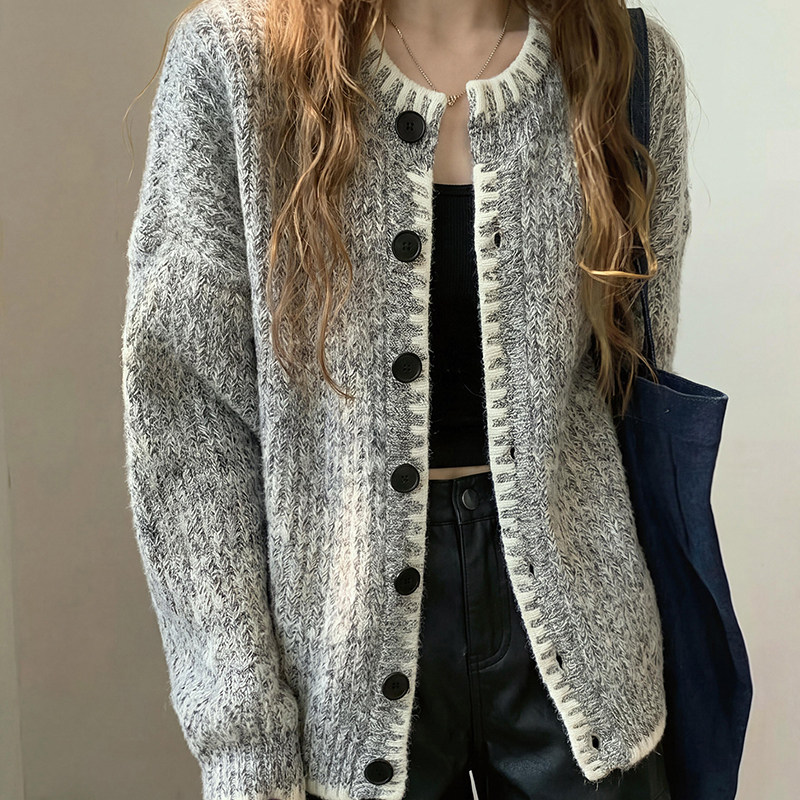 高智姐感小香风毛衣外套针织开衫