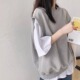 韩系灰色针织马甲背心外套女秋季 宽松慵懒风外搭毛衣外穿坎肩上衣