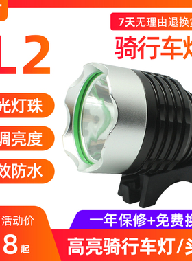 T6自行车灯头灯USB山地车前灯L2强光 DC夜行射灯头带 黄光白光