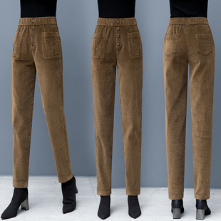 速发裤子士春秋冬季2024休款加绒加伦小脚哈厚萝卜裤新闲长裤