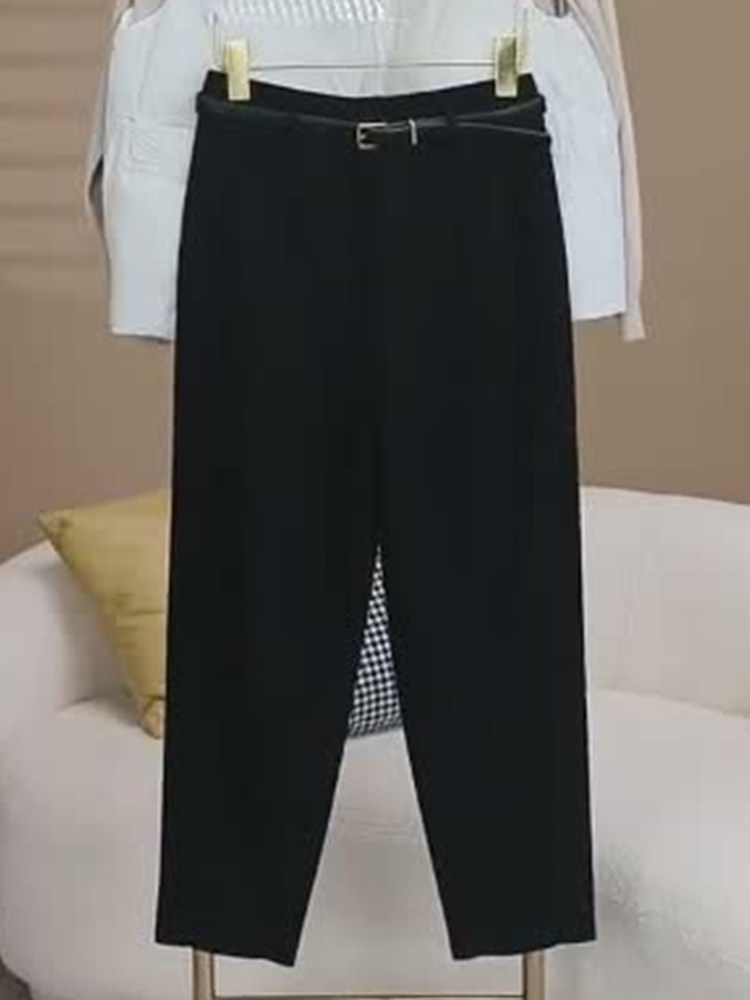 올해 여성을 위한 인기 모직 바지 2024 가을 겨울 신작 모직 무바지 플러스 벨벳 두꺼운 캐주얼 하렘 팬츠