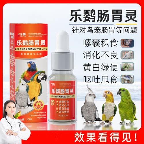 鹦鹉鸟肠胃灵积食拉稀水便黄白绿便消化不良