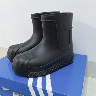adidas阿迪达斯高筒雨鞋男女三叶草高帮厚底贝壳头防水雨靴IG3029