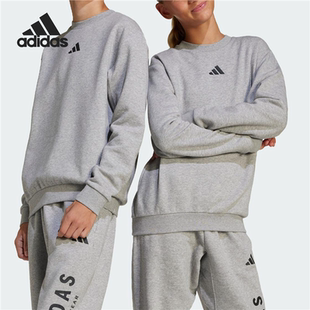 正品ADIDAS/阿迪达斯儿童2026冬季新款加绒LOGO圆领卫衣JC7642