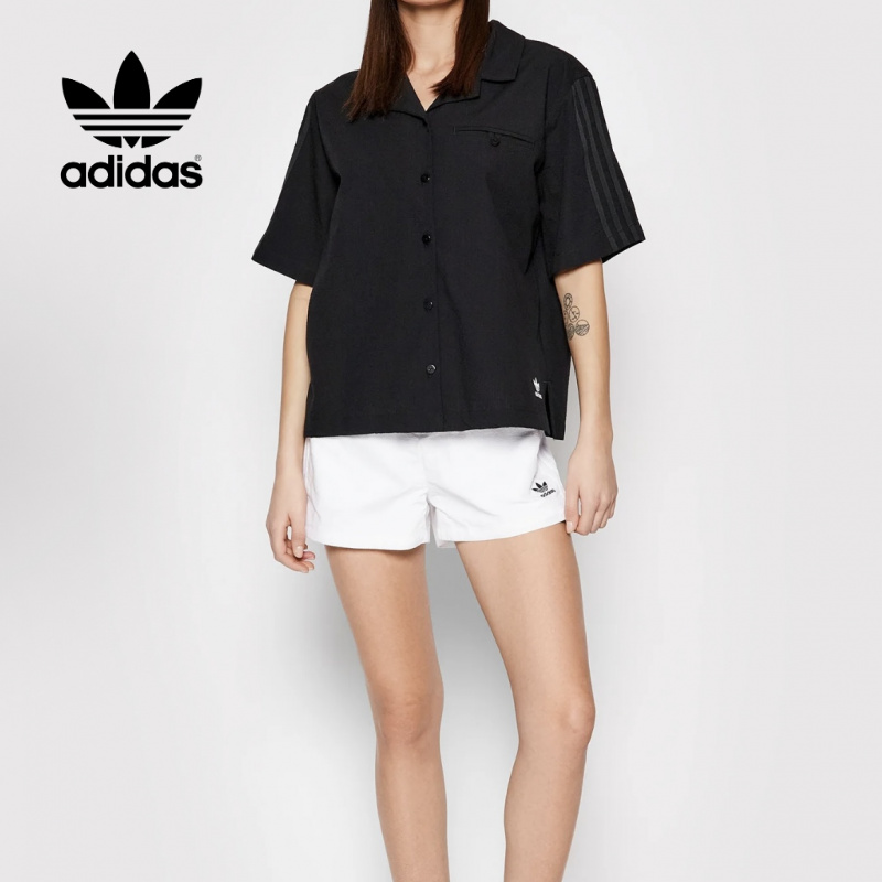 Adidas三叶草女款休闲POLO衫翻领潮流短袖衬衫HC2055【断码福利】