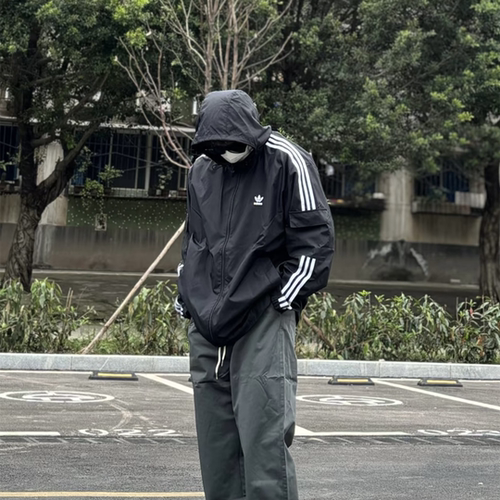 阿迪达斯三叶草男女休闲连帽夹克