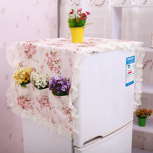 用简约冰箱顶罩盖巾盖布防尘罩微波炉蕾丝挂袋收纳袋防尘布