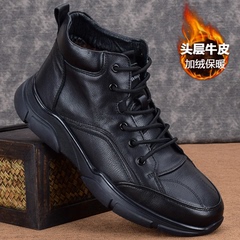 外贸男鞋冬季保暖高帮休闲皮鞋男真皮商务加绒加厚马丁靴男士棉鞋