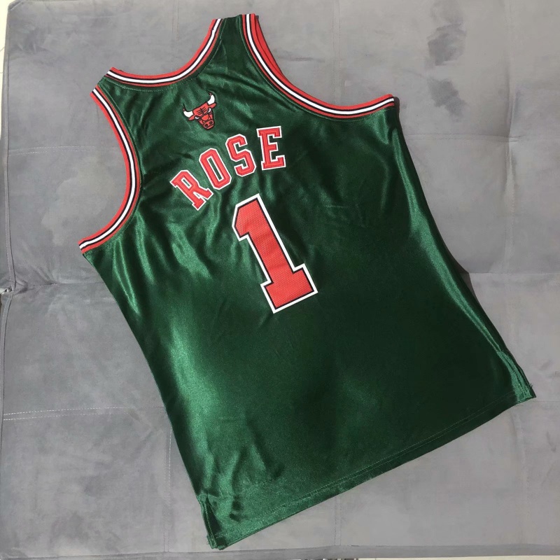 mn公牛队mn罗斯圣帕环保周复古au密刺绣球衣绿色篮球服运动服背心