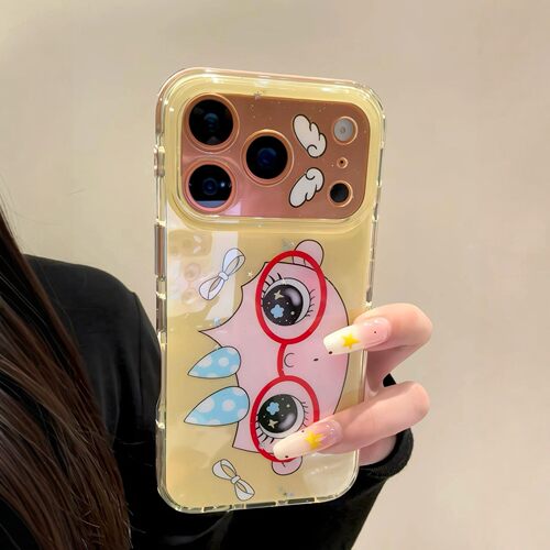 韩系ins奶呼呼卡通红色镜框小女孩适用iPhone17promax手机壳苹果15pro新款16双层13女14硬壳15可爱防摔保护套