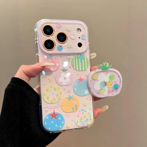 韩系ins夏日果冻感多巴胺苹果摇摇乐支架适用iPhone17promax手机壳苹果15pro新款14双层13少女16防摔17保护套