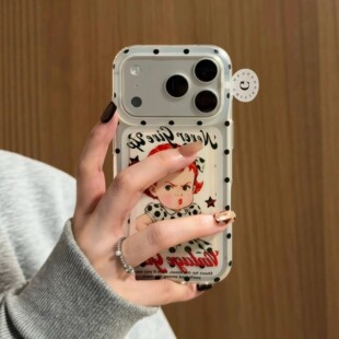 韩系ins满屏黑波点裙子生气嘟嘟嘴女孩适用iPhone17promax手机壳苹果15pro新款16磨砂透明13女14防摔17保护套