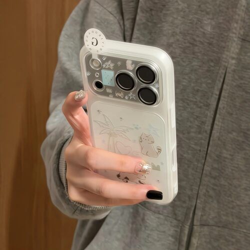 韩国ins二合一卡通椰子绘画猫咪小狗适用iPhone17promax手机壳苹果15pro新款14双层13女款16创意18防摔保护套