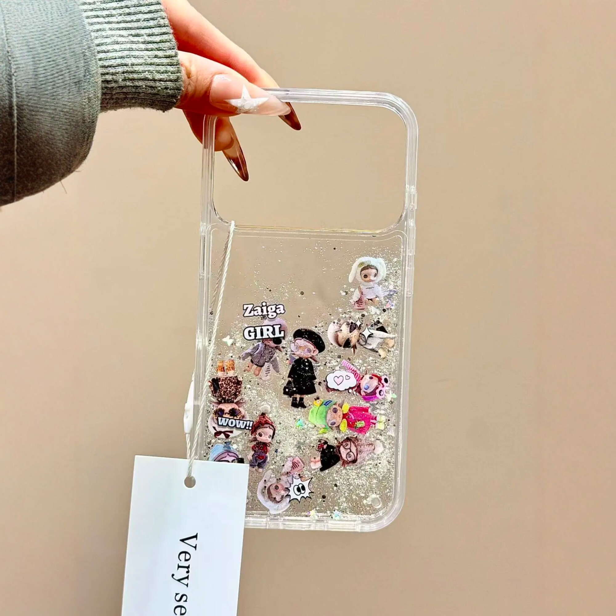 韩系ins潮流时尚嘎子姐闪粉流沙骨片适用iPhone17promax手机壳苹果15pro新款16卡通13女款14硬壳15防摔保护套