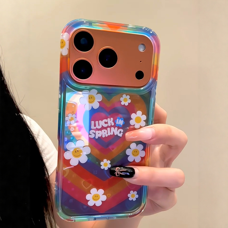 韩系ins小众彩虹爱心白色雏菊适用iPhone17promax手机壳苹果15pro新款14超好看13女16简约双层全包防摔保护套