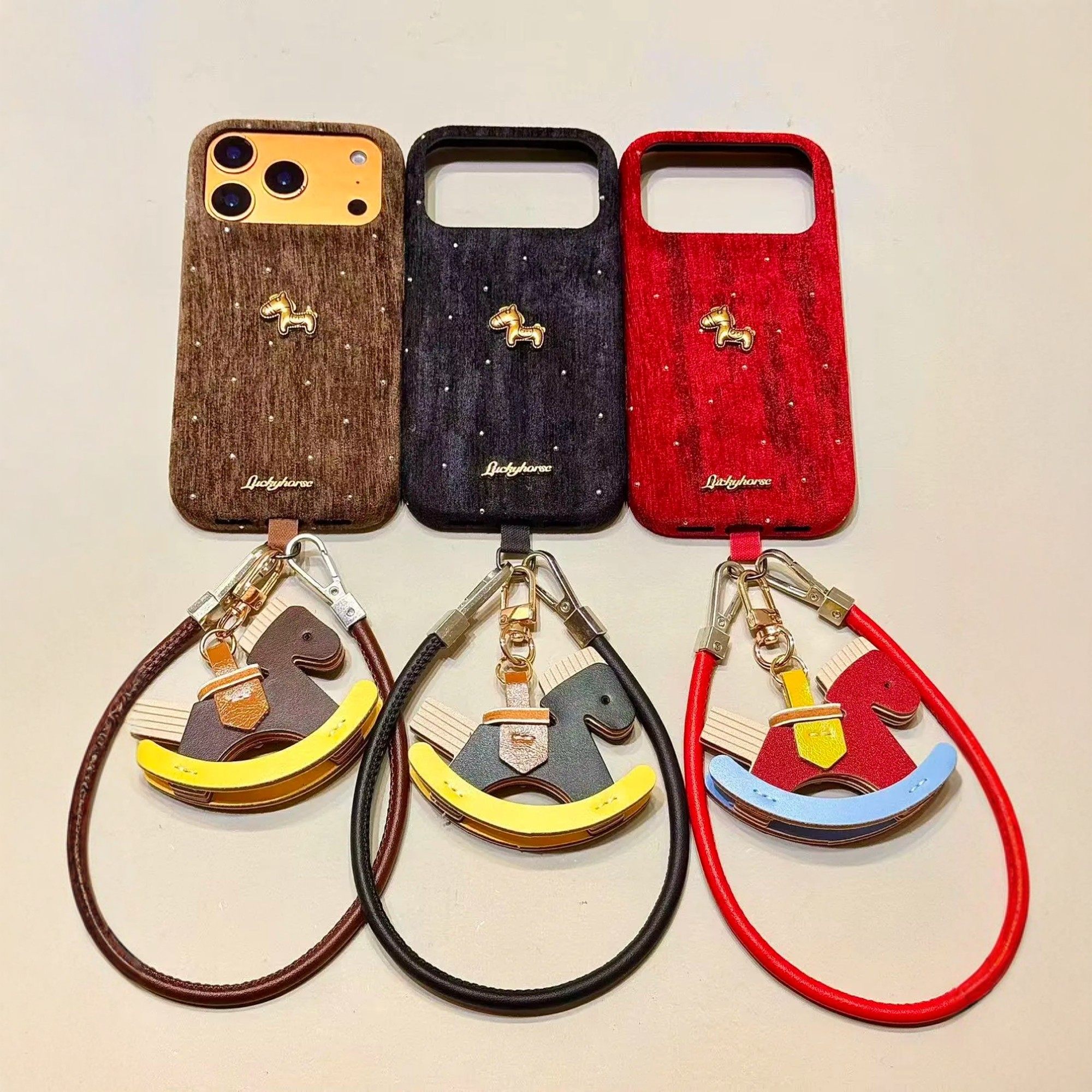 秋冬ins高级感丝绒漫天星钻木马挂绳适用iPhone17promax手机壳苹果15pro新款14毛茸茸13女款16小众防摔保护套,3C数码配件,手机保护套/壳,淘宝优惠券,粉丝福利购,淘宝优惠卷